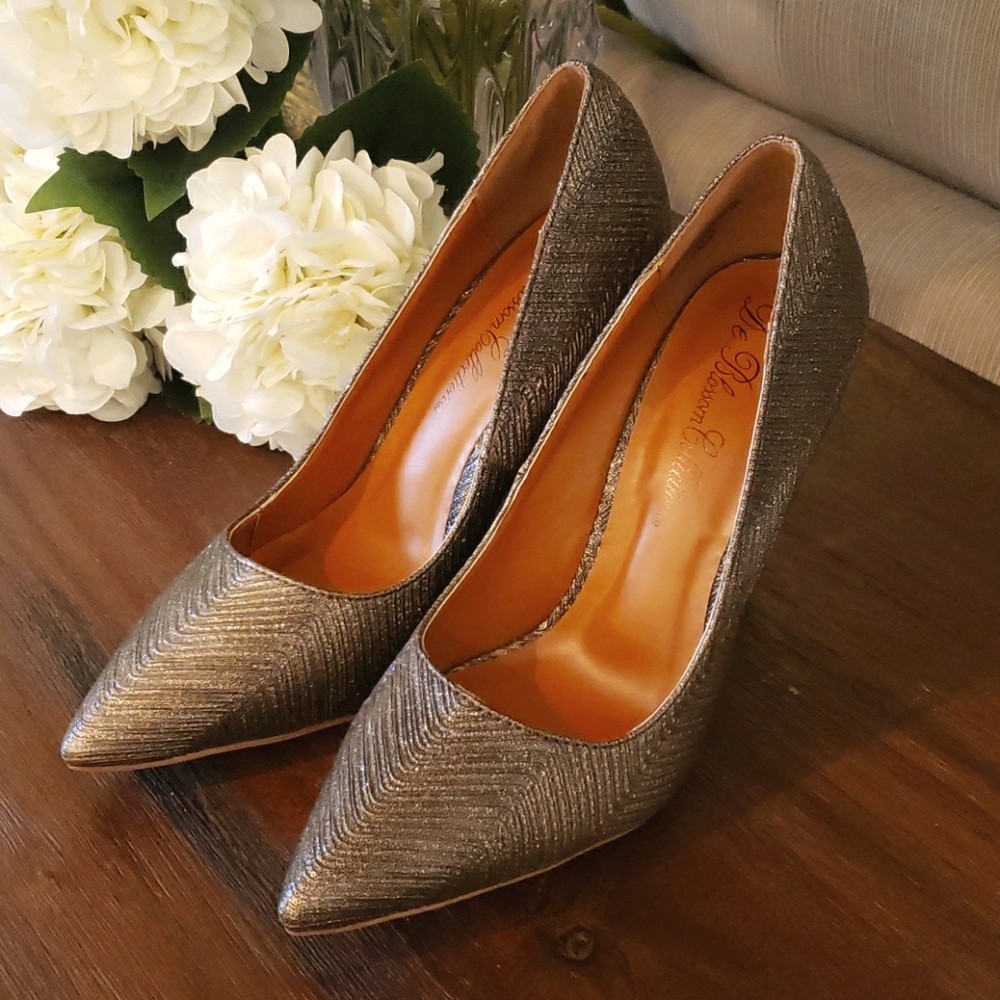 Herringbone Bronze Sparkle Pumps GORGEOUS - Picture 2 of 11